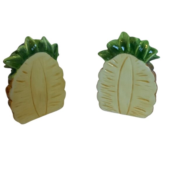 Pineapple Ceramic Salt & Pepper Shakers By Great American Opportunities 4.25" - Picture 7 of 10